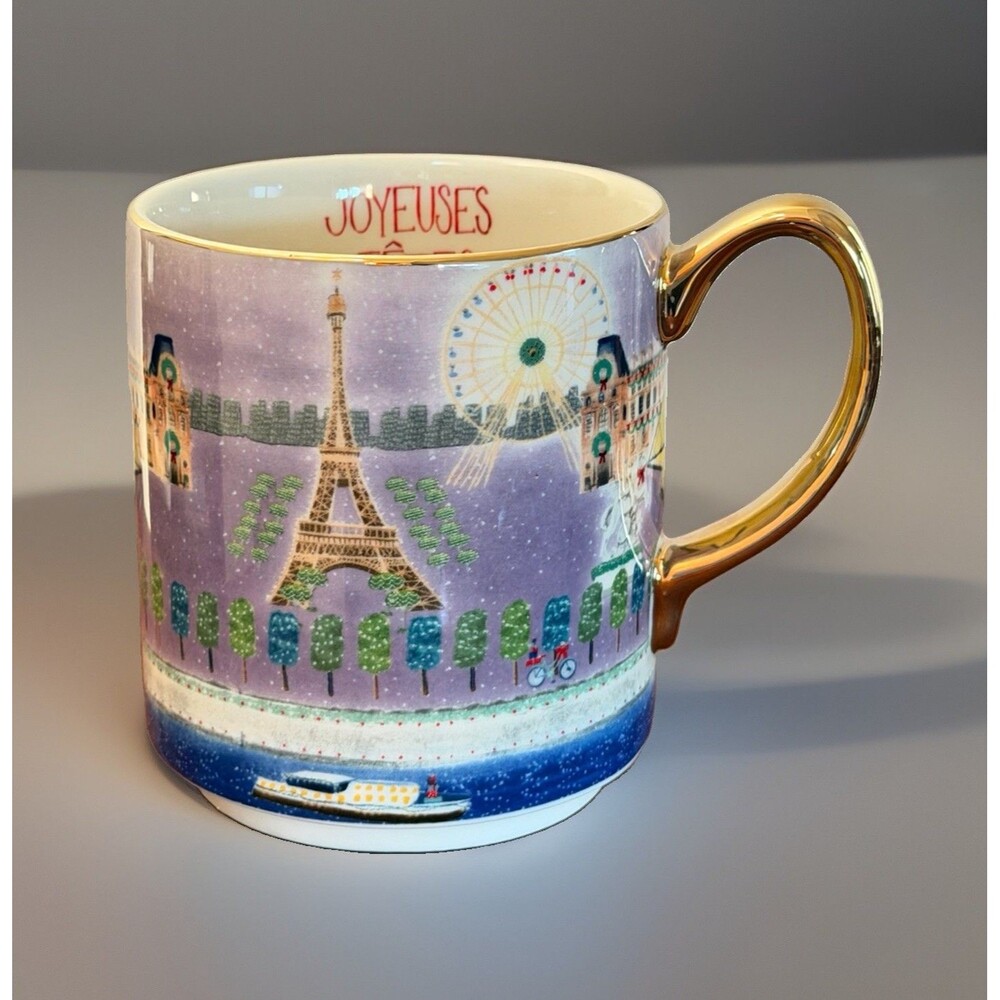Anthropologie Holiday In The City Mug Paris Coffee Cup 12oz Christmas 2023